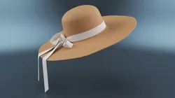 Wide Brim Sun Hat with White Decorative Bow 3D model