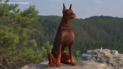 Brown Doberman Pinscher Sits Fur for Maya 3D model
