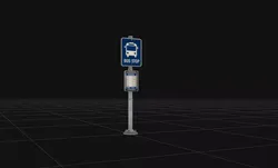 Bus Stop Sign Pole - Urban Transit Street Sign PBR Game Ready Low-poly 3D model