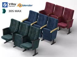 Cinema Auditorium Fabric Seats 3D Model Pack 3D model