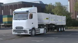 Dump Semi Truck With Used Trailer White 3D model