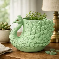 Elegant Peacock Planter Pot 3D model