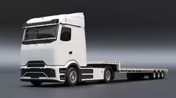 Lowboy Flatbed Semi Trailer Truck 3D model
