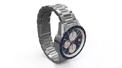 Mens Stainless Steel Watch With Blue Face 3D model