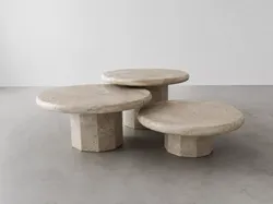 Organic Beige Stone Coffee Table Set 3D model