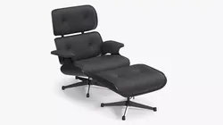 Retro Lounge Chair with Ottoman Black 3D model
