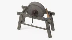 Sharpening Stone with Axe Old 3D model