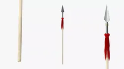 Spear with Red Tassel Fur 3D model