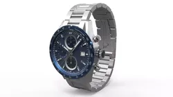 Blue Subdial Chronograph Watch Silver 3D model