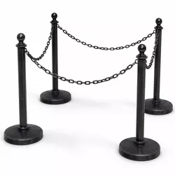 Chain Barrier with Poles - Black Crowd Control Stanchion PBR Low-poly 3D model