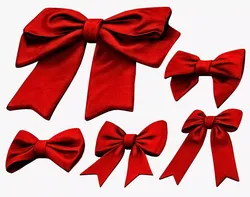 Fabric Bow Set Red - Gift Decoration Bow Set PBR 4K Low-poly 3D model