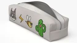 Kids Textile Pencil Case with Pattern Opened 3D model