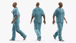 Medical Professional with Scrubs Rigged 3D model