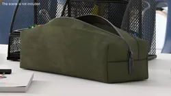 Suede Leather Zipper Case Olive Opened 3D model