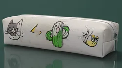 Used Dirty Kids Textile Pencil Case with Pattern Closed 3D model