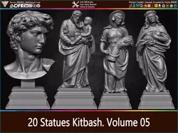 20 Statues Kitbash Vol 05 Low-poly 3D model