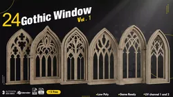 25 Gothic Window Vol1 Low-poly 3D model