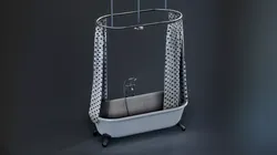 Bathtub with shower curtain Low-poly 3D model