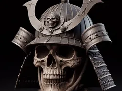 Characters & Creatures STL indir - Samurai Skull with Kabuto Helmet - Craftitect