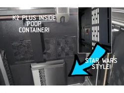INSIDE Creality K2 plus poop chute and container