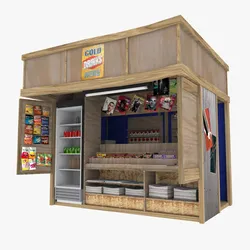 Kiosk textured Low-poly 3D model