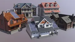 Modern Suburban House Collection Low-poly 3D model