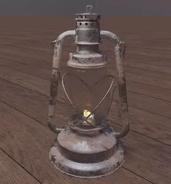 Old Rusty Gas Lamp - Paraffin Lamp Low-poly 3D model