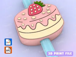 Other STL Descărcare - Straw Topper strawberry cake - TeoRk