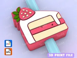 Other STL Download - Straw Topper slice of strawberry cakeby TeoRk