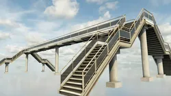 overpass escalator with railings Low-poly 3D model