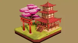 Pagoda  Japanese Temple Low-poly 3D model
