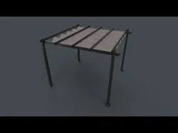 PBR Wooden Pergola Gazebo A3 Low-poly 3D model