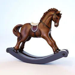 S00057 Classic Wooden Rocking Horse 3dp