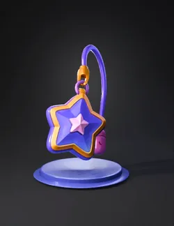 star shaped keychain with purple gradient surface yellow edging pink