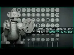 Stylized Rivet Screws Bolts Nuts -  Over 80 Insert mesh Zbrush 3D model