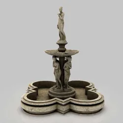 Water fountain Greek Low-poly 3D model