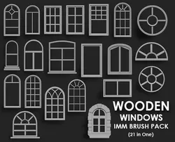 Wooden Window IMM Brush Pack 21 in One 3D model