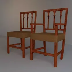 3D Model Victorian Dining Chair set 3D model