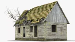 Abandoned Wooden Cabin with Tree 3D model