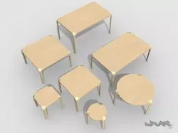 Alvar Aalto X-leg furniture set 3D model