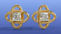 Geometric Princess-Cut Orbit Diamond Stud Earrings Design 3D print model