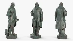 Historical Franklin Statue Patina Bronze 3D model