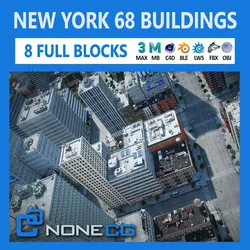 New York - 8 Blocks - 68 Buildings V2 Low-poly 3D model