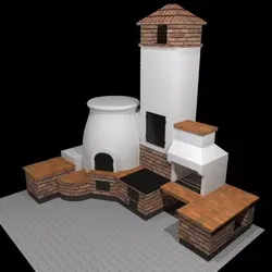 Outdoor oven complex 3D model