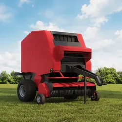 Round Hay Baler Agricultural Machine Low-poly 3D model