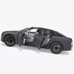 Sleek Modern Sedan Gray Rigged for Cinema 4D 3D model