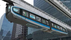 Suspended Monorail with Train Rigged for Maya 3D model