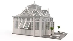 Winter Garden with Fountain and Plants 3D model
