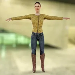 Golden Jacket Girl Low-poly 3D model