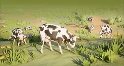 Low Poly Cow 3D Model Holstein Dairy Cattle Rigged Animated PBR Free low-poly 3D model